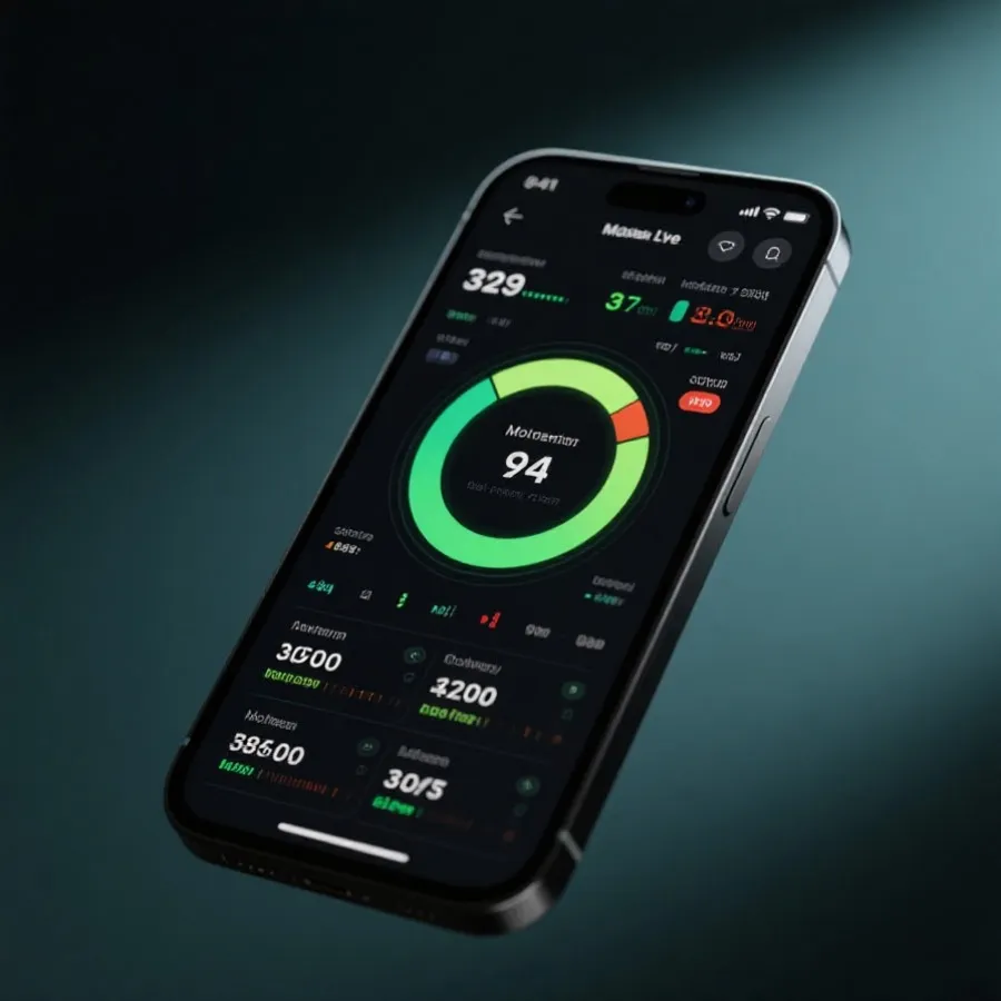 手机端走地比分与比赛节奏分析示意图